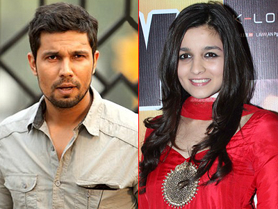 Randeep Hooda and Alia Bhatt shooting for 'Highway' in Kashmir